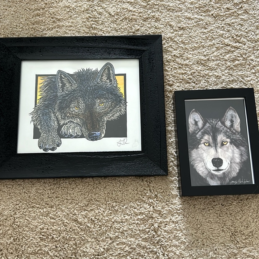 Set of two wolf art prints